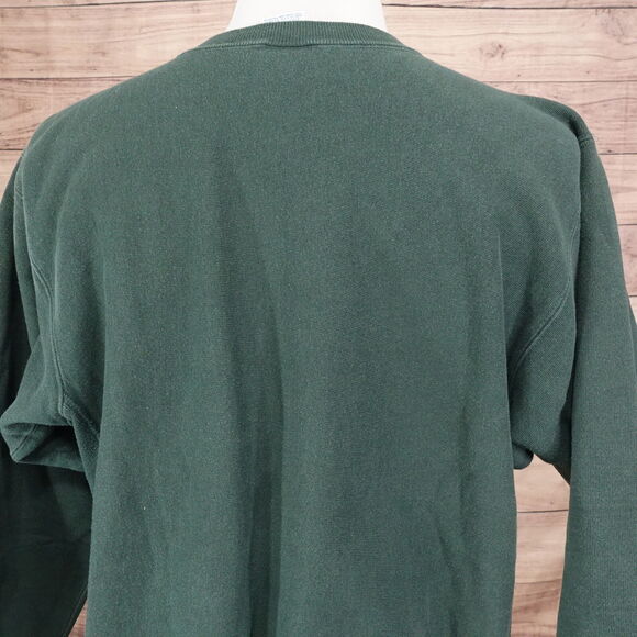 VINTAGE CHAMPION REVERSE WEAVE GREEN BLANK USA MADE CREW NECK SWEATSHIRT L 90s - Picture 7 of 8